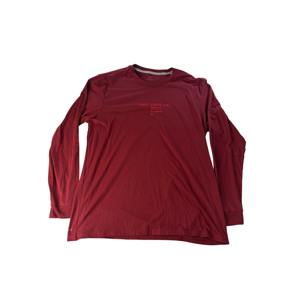 Adidas Long Sleeve Shirt Mens XL The Go-To Performance Burgundy Japanese